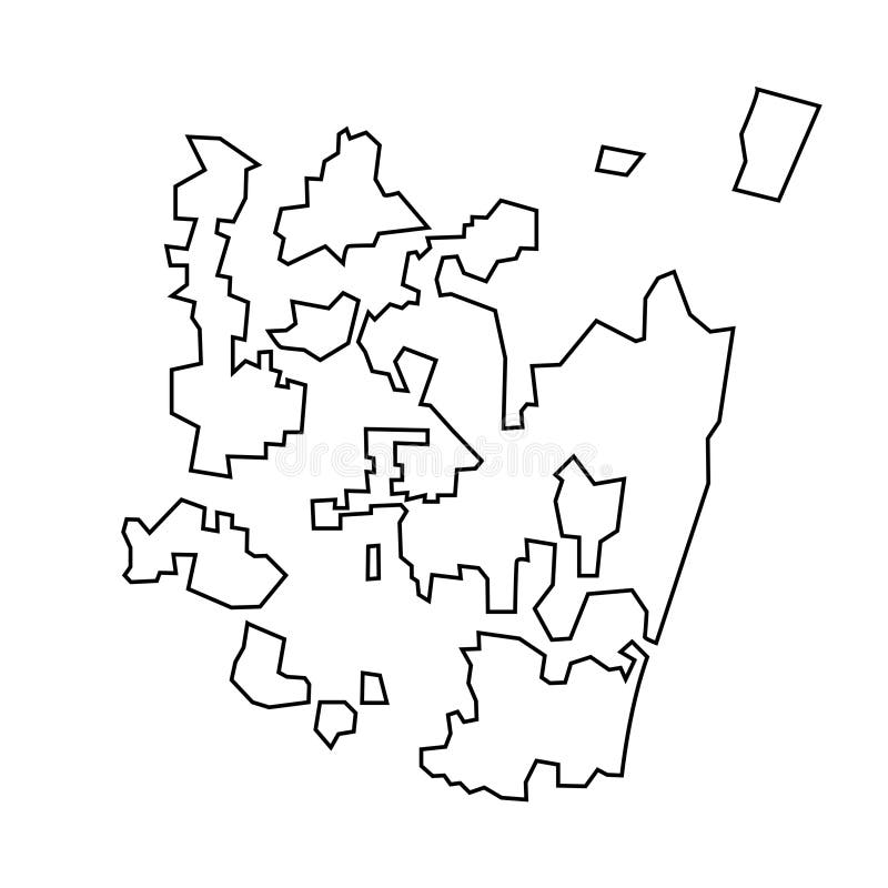 Flat Black Vector Map of Puducherry vector illustration