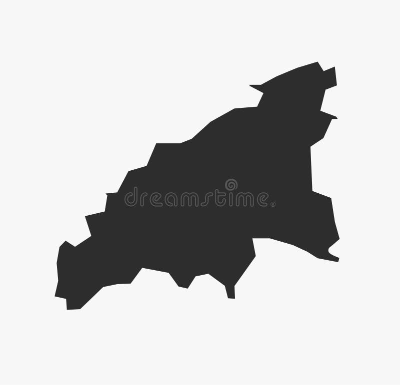 Flat Black Vector Map of Washim District, Maharashtra stock illustration