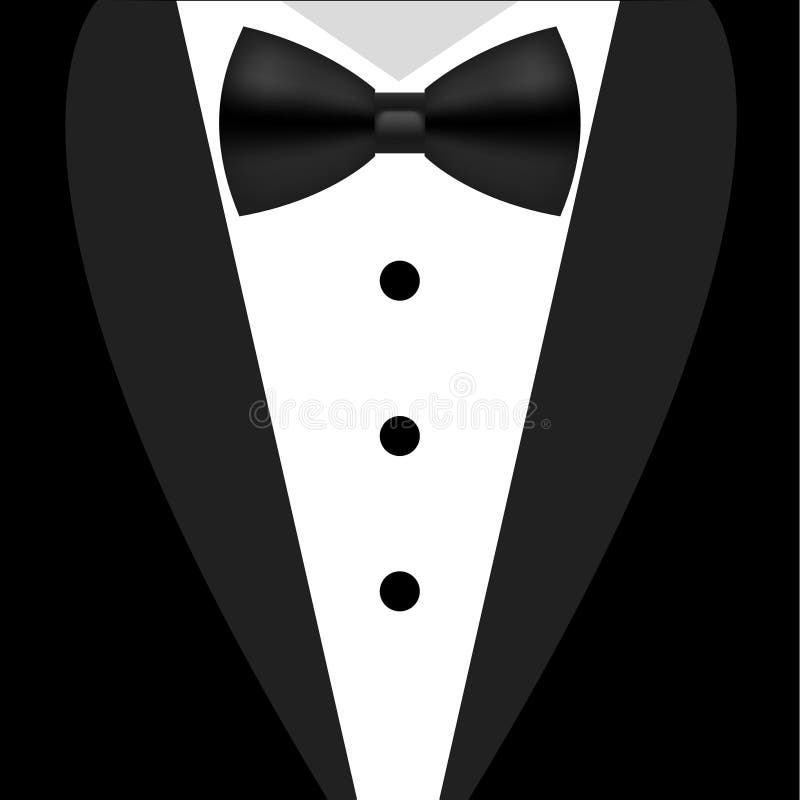Flat Black And White Tuxedo Bow Tie Stock Vector - Illustration of ...