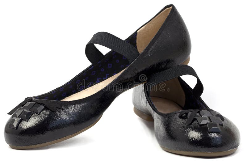 Flat,Black women's shoes stock image