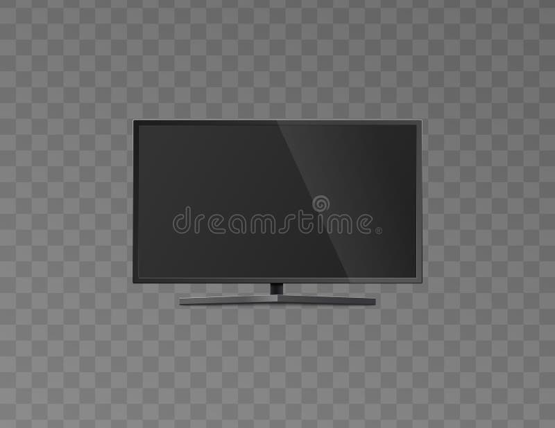 Flat Blank Black Screen Of Lcd Tv Realistic Mockup Vector Illustration