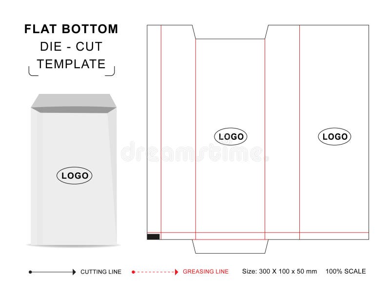 Flat Bottom Bag Die Cut Template Stock Vector - Illustration of product ...
