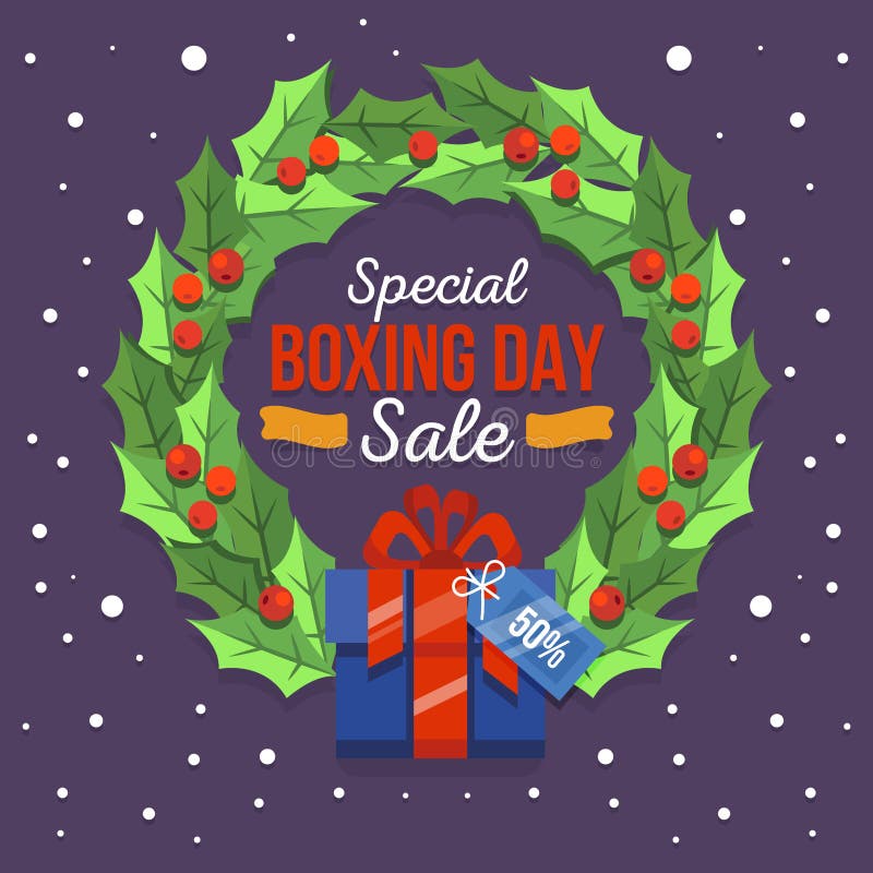 Happy Boxing day sale design with gift boxes, shopping holiday big savings.