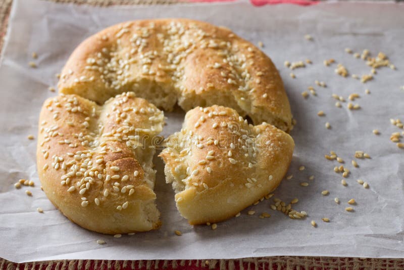 Flat Bread with Sesame Seeds Stock Photo Image of asian, chapati