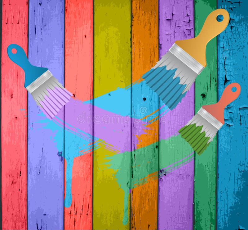 Flat brushes with paint s splashes