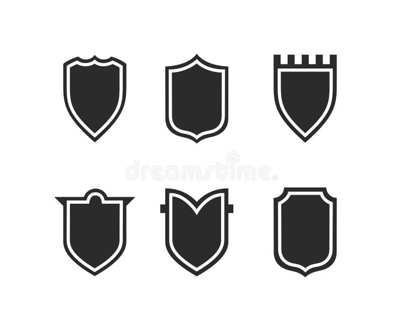 Flat Clip Art Design Elements. Set of Vector Set of Shield Silhouette