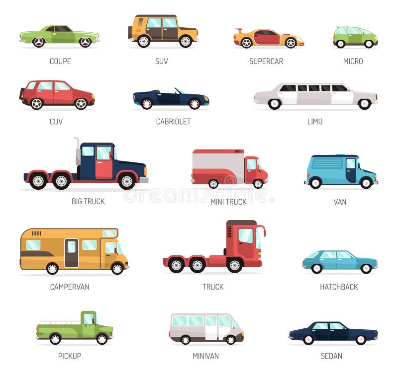 Flat Collection Of Different Car Models royalty free illustration Flat Collection Of Different Car Models royalty free illustration