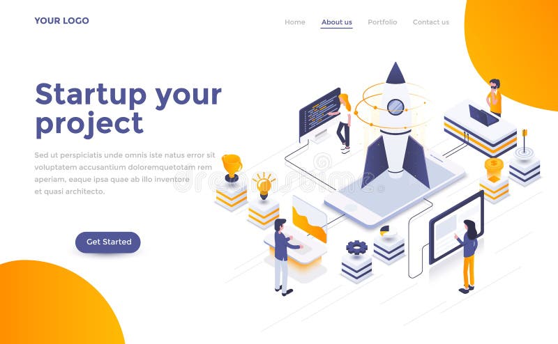 Flat color Modern Isometric Concept Illustration - Startup your vector illustration