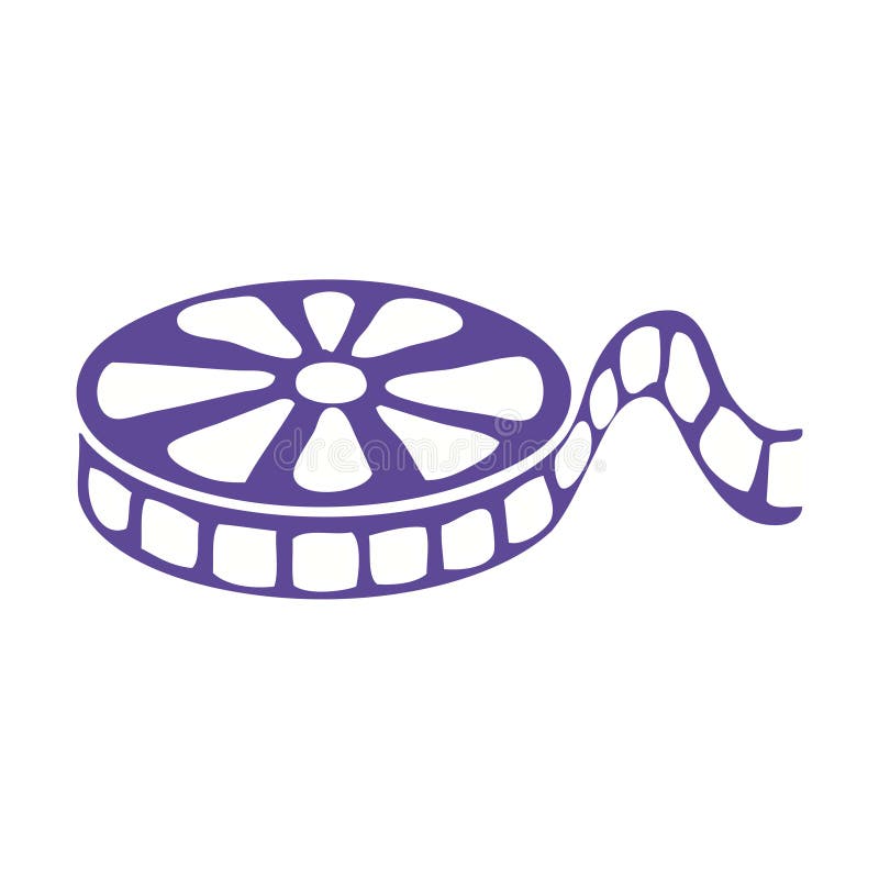 flat color retro cartoon film reel vector illustration flat color retro cartoon film reel vector illustration