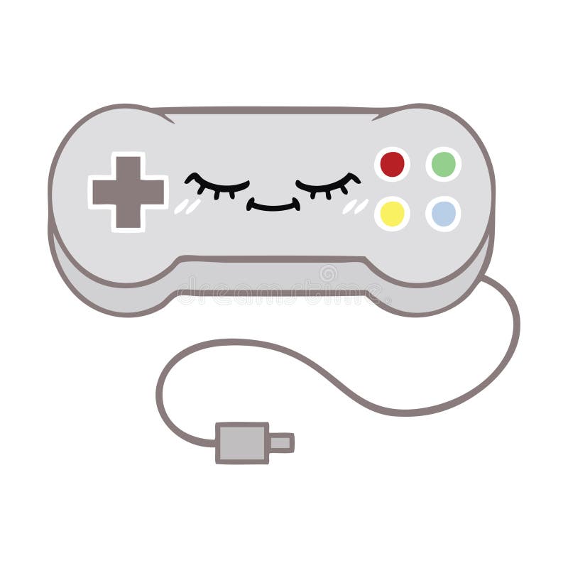 Flat Color Retro Cartoon Game Controller Stock Vector - Illustration of