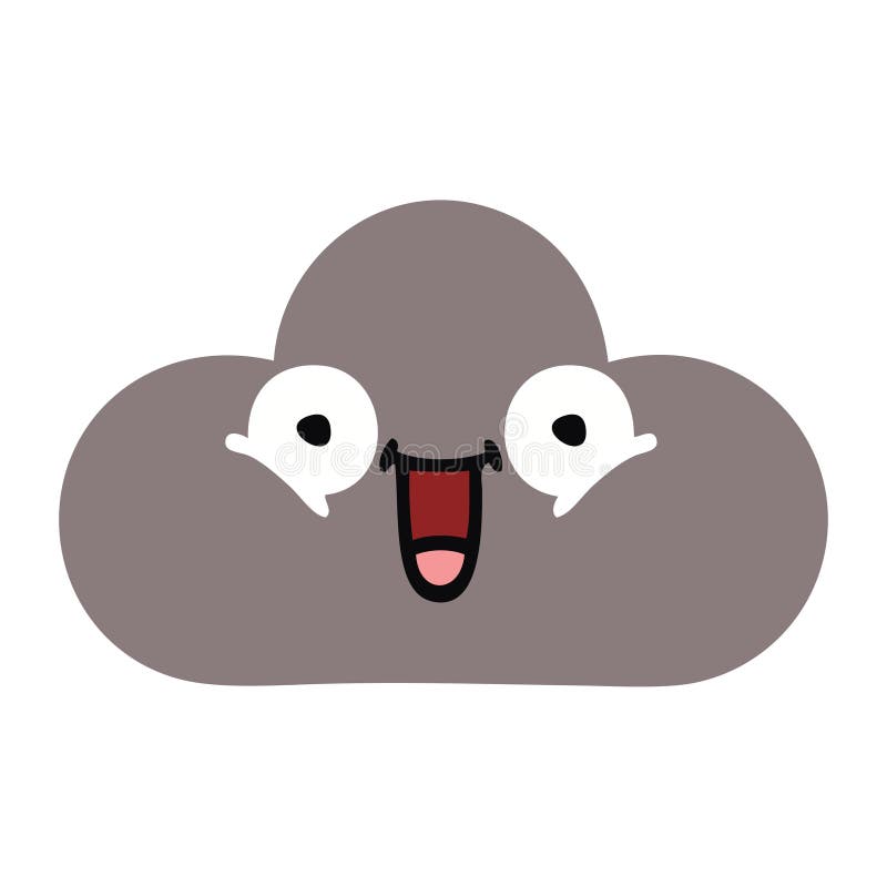 Flat color retro cartoon storm cloud stock illustration