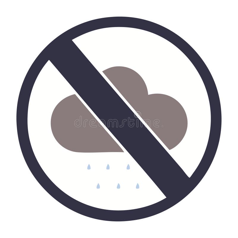 Flat color retro cartoon storm rain cloud sign royalty free illustration