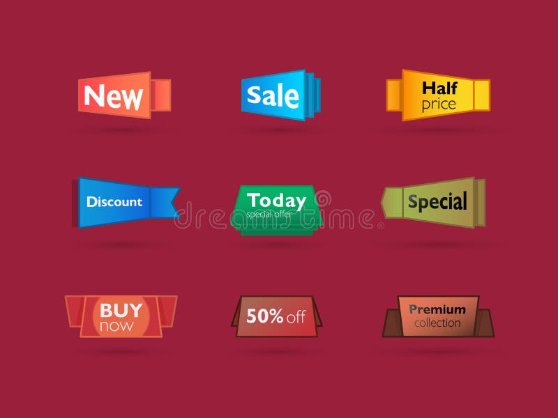 Flat Color Ribbons Bookmarks Text with Gradient Stock Vector Illustration of flat, premium