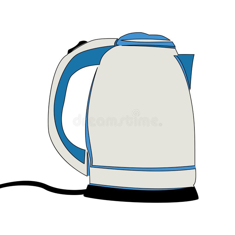 Flat Continuous Line Art Electric Kettle Concept Stock Vector
