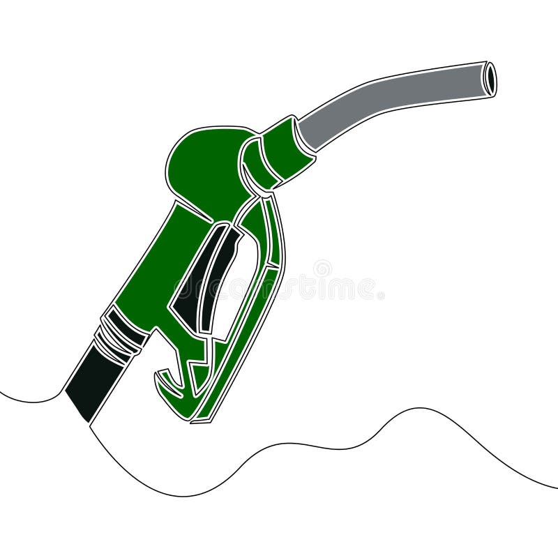 Flat Continuous Line Art Gasoline Pump Concept Stock Vector