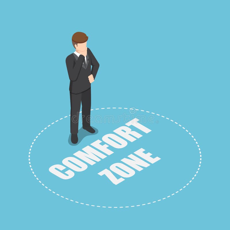 Isometric businessman standing in comfort zone royalty free illustration Isometric businessman standing in comfort zone royalty free illustration