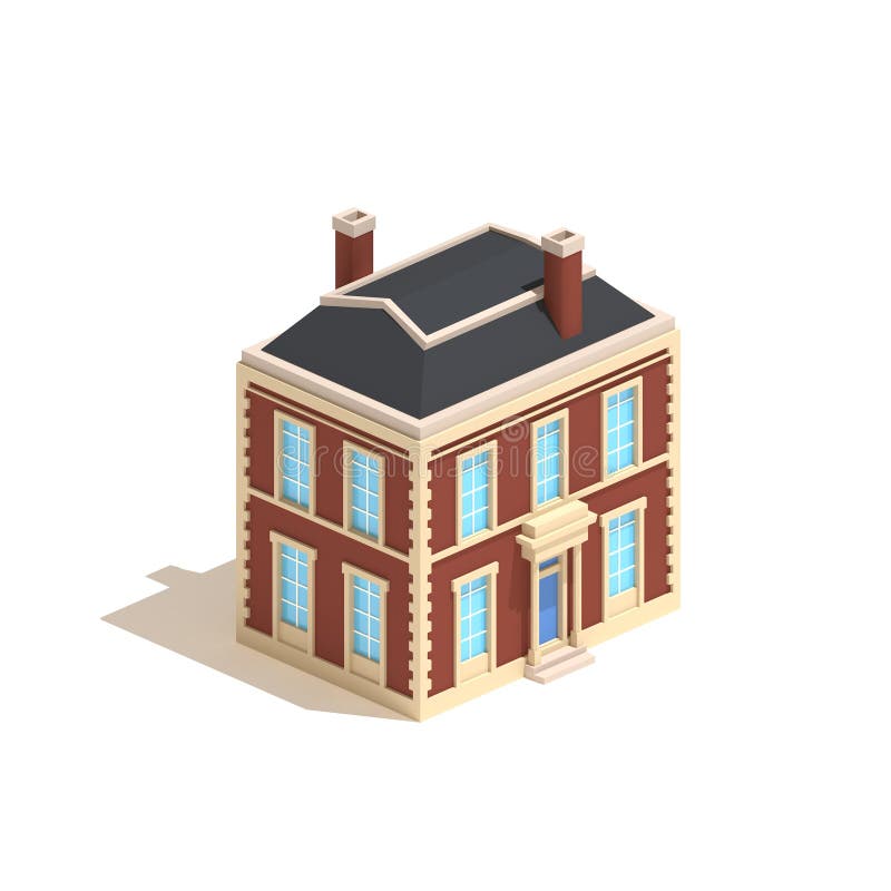 Flat 3d model isometric apartment english house isolated on white background stock illustration Flat 3d model isometric apartment english house isolated on white background stock illustration