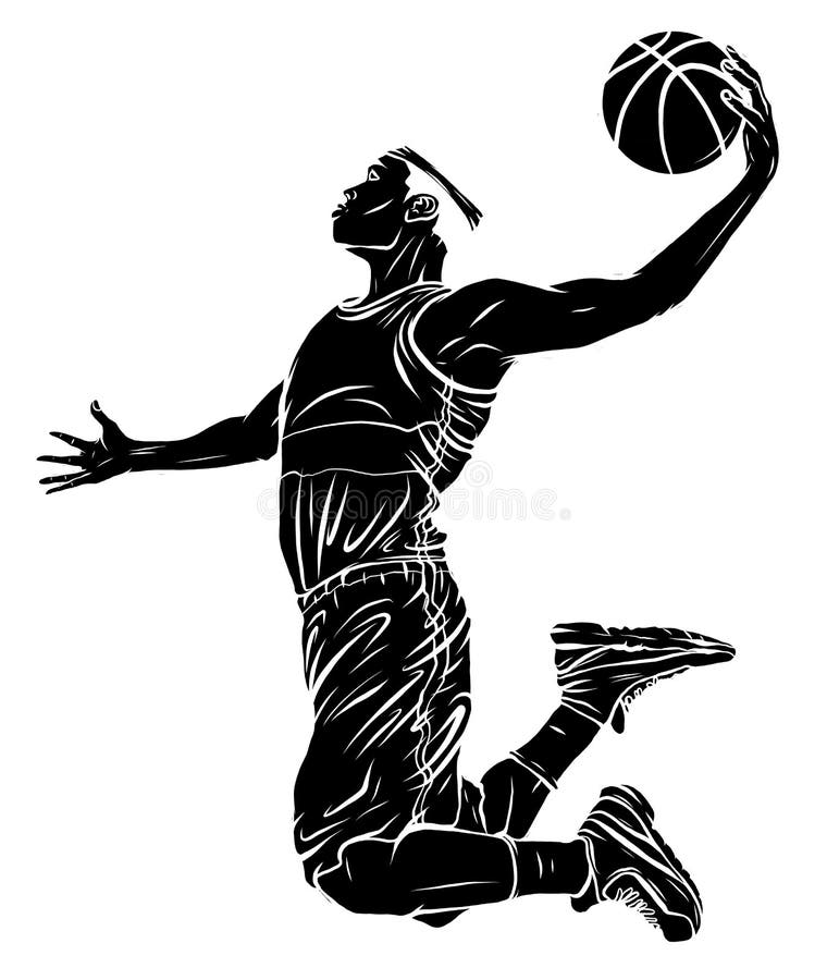 Flat Design Basketball Player Dunk Vector Illustration Stock Vector ...