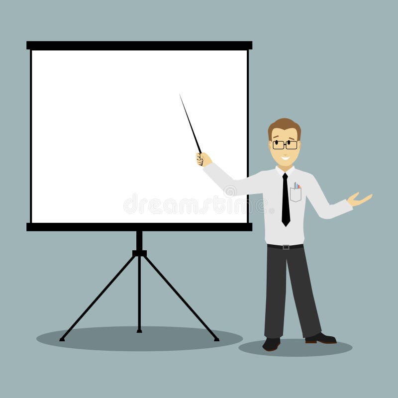 Flat design businessman pointing presentation