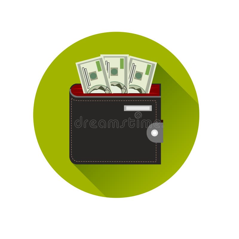 Flat Design Cash Symbol Purse with American Money