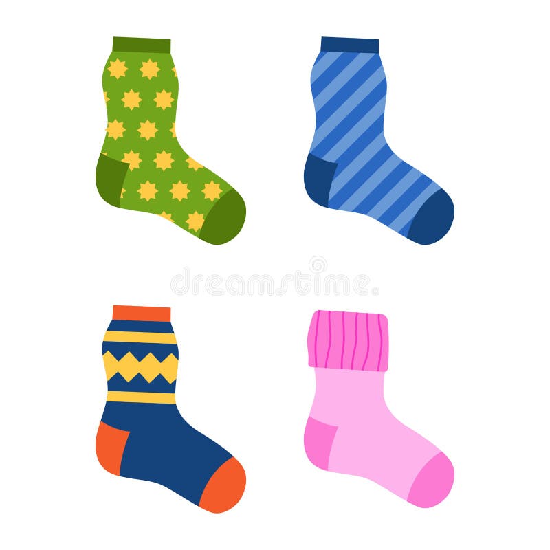 Flat Design Colorful Socks Set Vector Illustration. Stock Vector ...