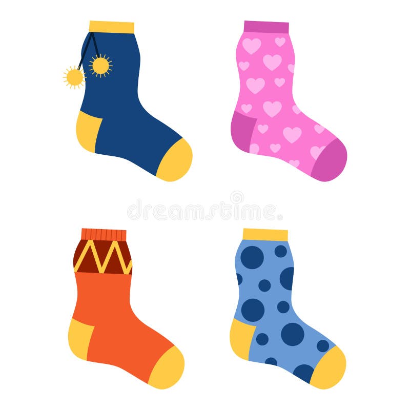 Flat Design Colorful Socks Set Vector Illustration. Stock Vector ...