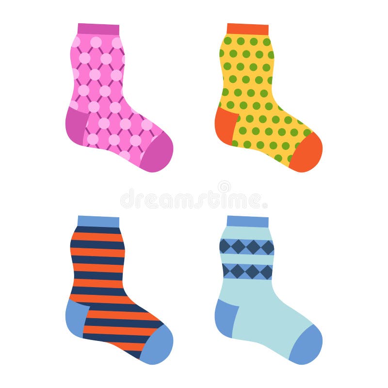 Flat Design Colorful Socks Set Vector Illustration. Stock Vector ...