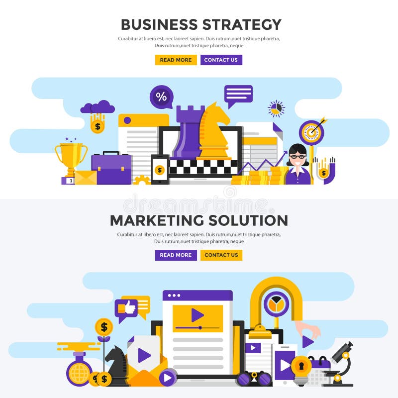 Flat design concept banners - Business Strategy and Marketing So vector illustration Flat design concept banners - Business Strategy and Marketing So vector illustration