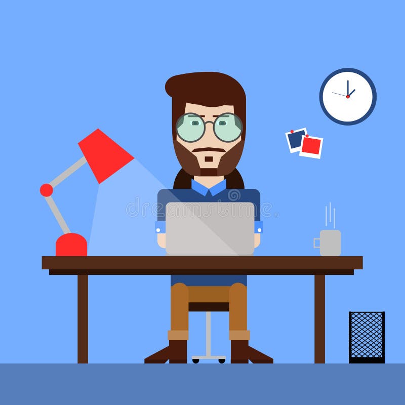 Flat design concept of creative office workspace with business man. vector illustration Flat design concept of creative office workspace with business man. vector illustration