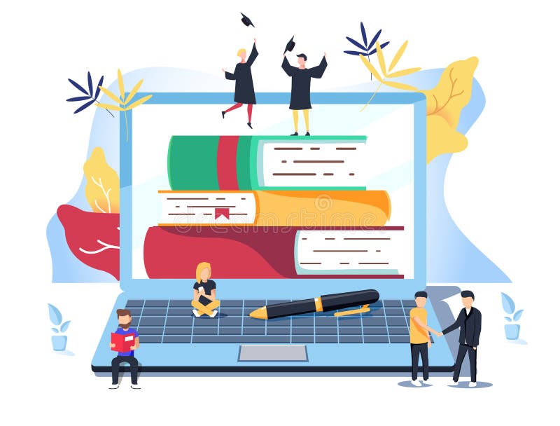 Flat design concept of family education, online teaching, learning. Vector illustration for website banner, marketing vector illustration