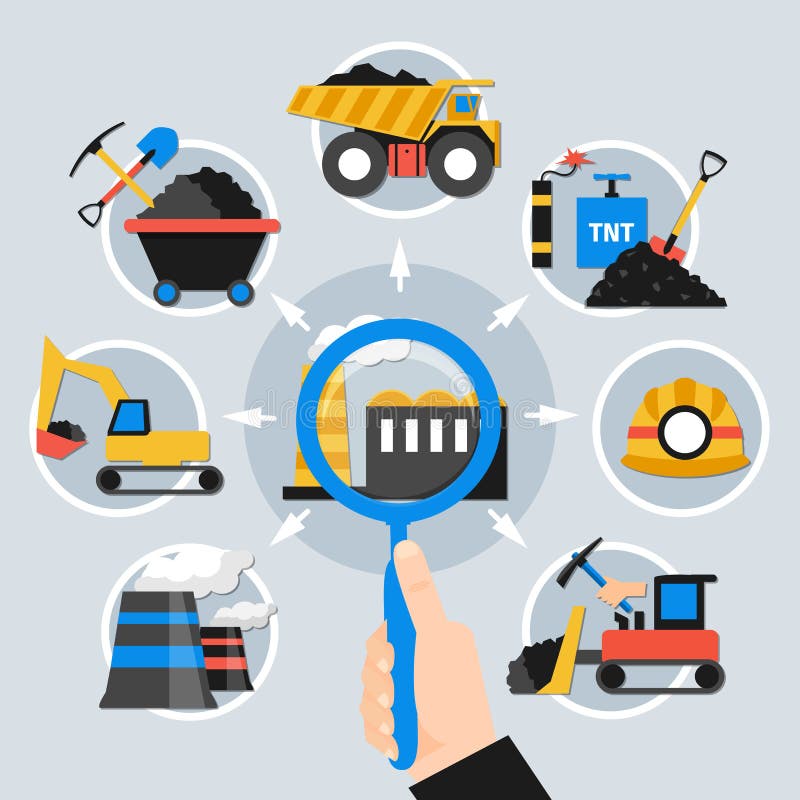 Flat Mining Concept stock illustration