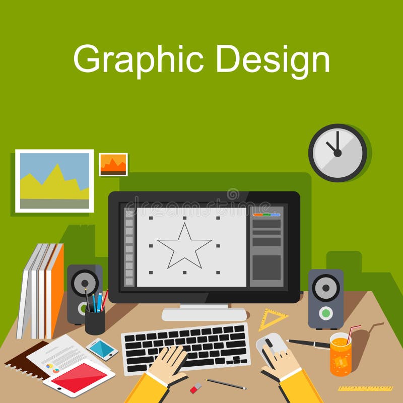 Flat design concepts for graphic design, digital drawing, designer. royalty free illustration