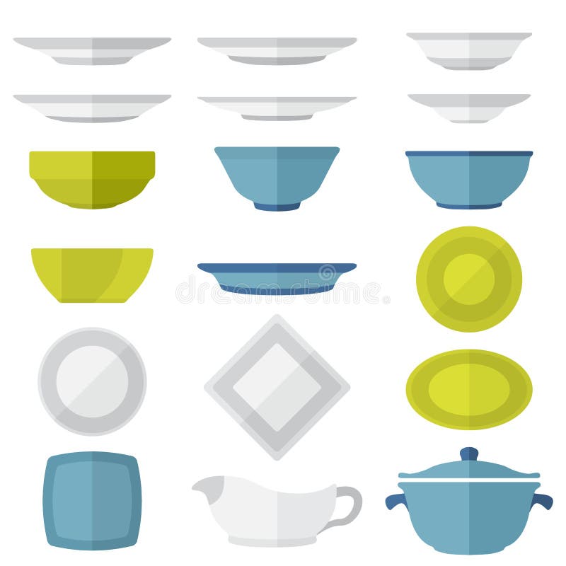 Flat design dinnerware set stock vector. Illustration of plate 46830450