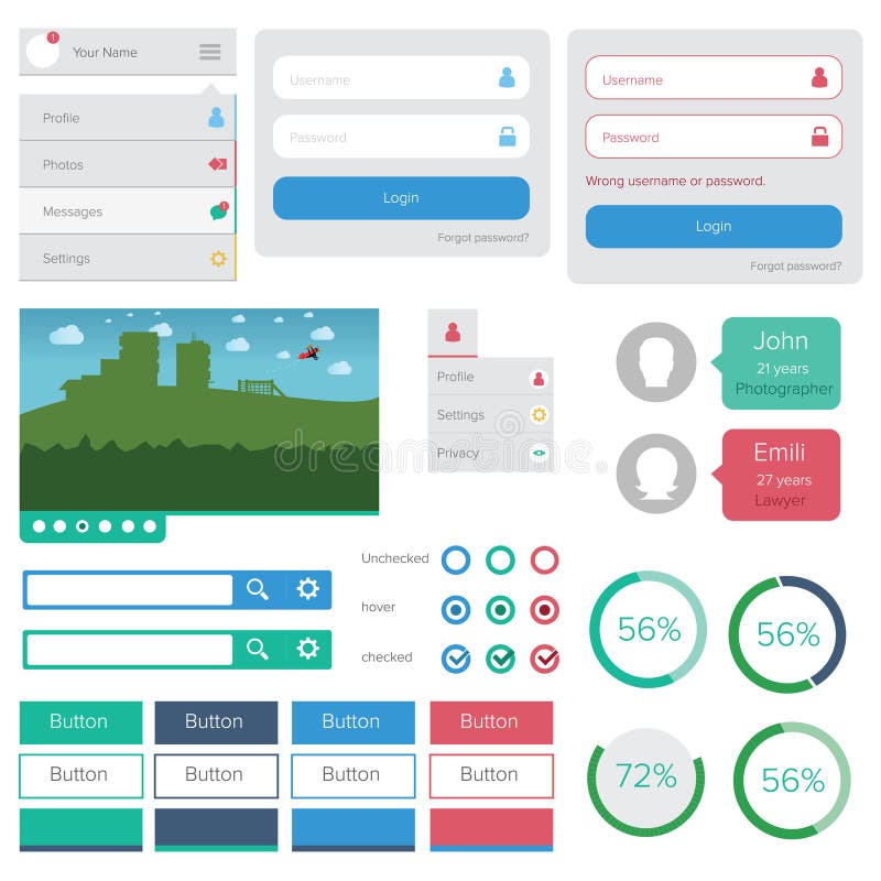 Flat design elements pack stock illustration