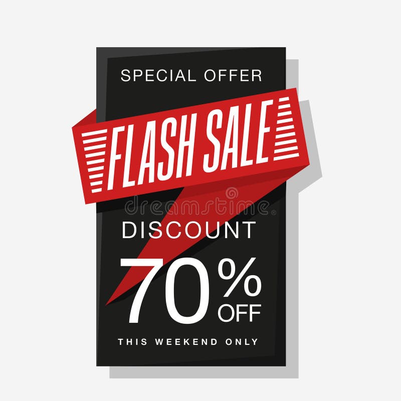 Flat Design Flash Sale Banner Template Discount Sale Background Stock ...