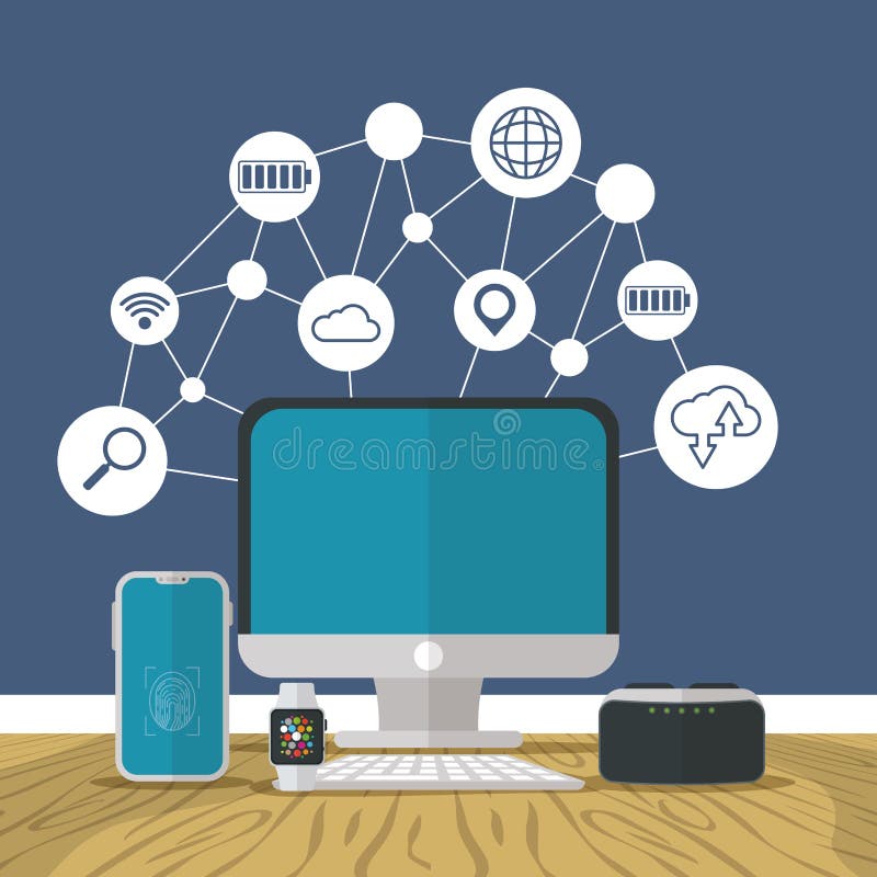 Flat design gadgets technology icons vector illustration