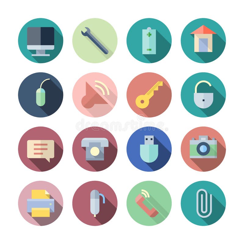 Flat Design Icons For User Interface stock illustration