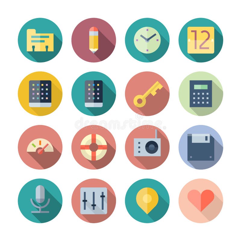 Flat Design Icons For User Interface royalty free illustration