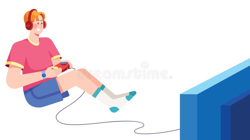 Back View of a Man Playing Online Games Stock Vector - Illustration of  teenager, tournament: 275102644