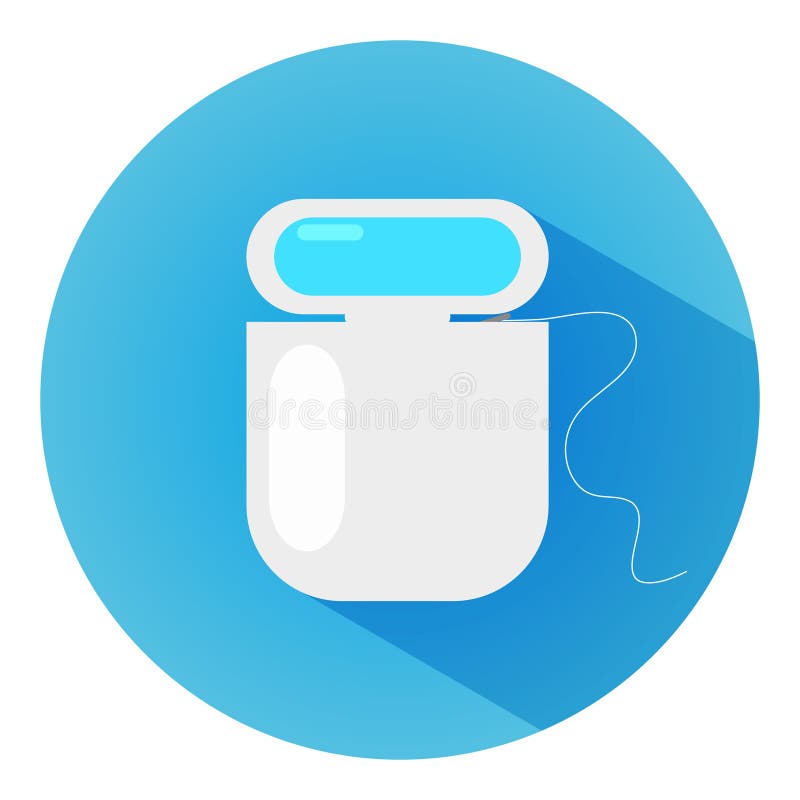 Flat Design Modern Vector Illustration of Dental Floss Icon with Long