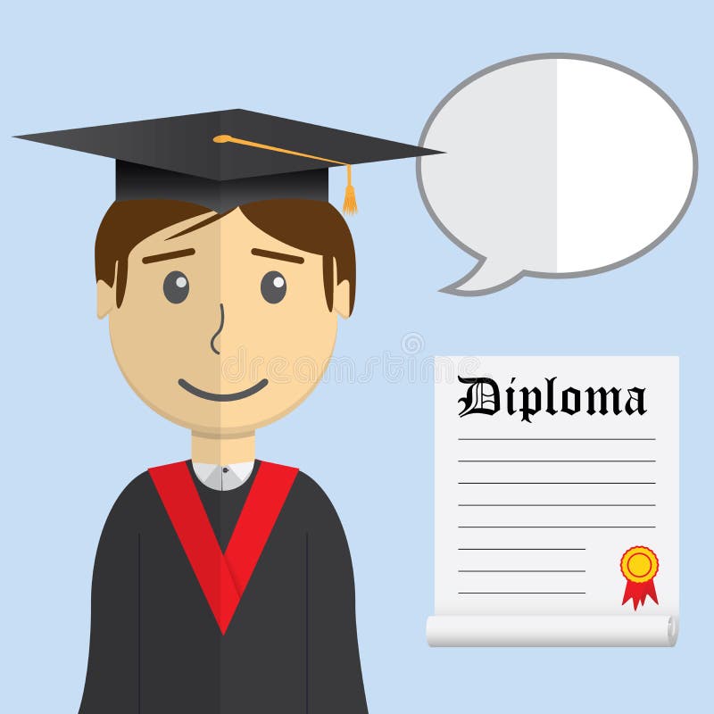Color graduation hat with diploma Royalty Free Vector Image