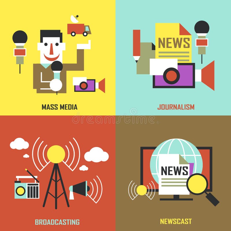 Flat Design for the News Industry Concepts Stock Vector - Illustration ...