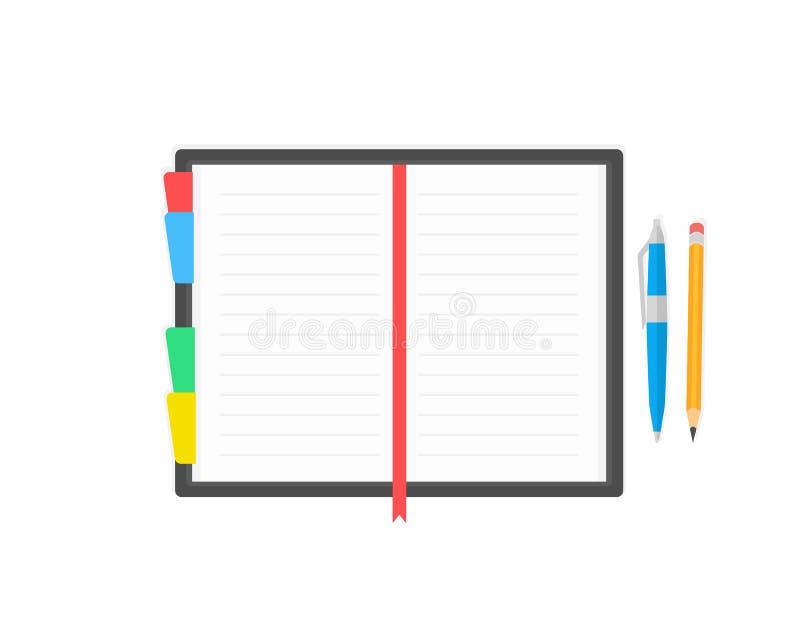 Flat design notepad paper sheets isolated on white background whit place for text. Vector illustartion background with vector illustration