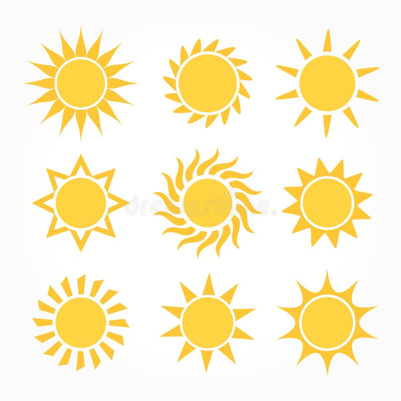 Flat design sun icons stock vector. Illustration of sunlight - 97747135
