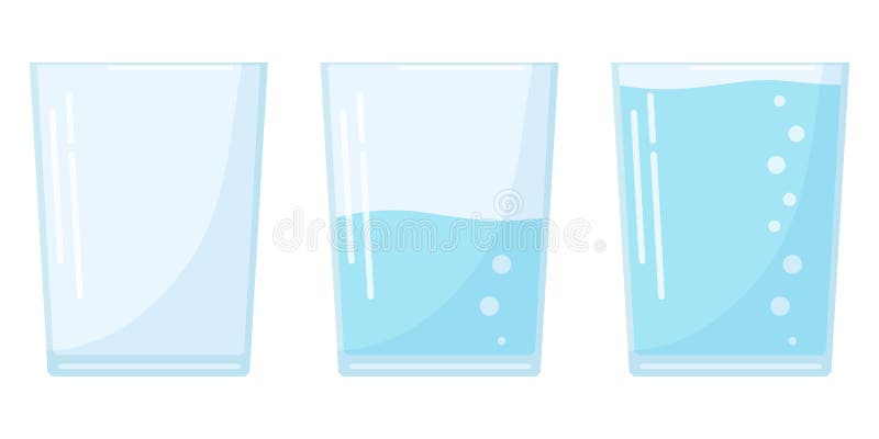 Flat Design Three Water Glass Icon Set in Cartoon Style Isolated on White  Background, Full, Half and Empty Soda Glass. Stock Vector - Illustration of  design, clean: 158581315
