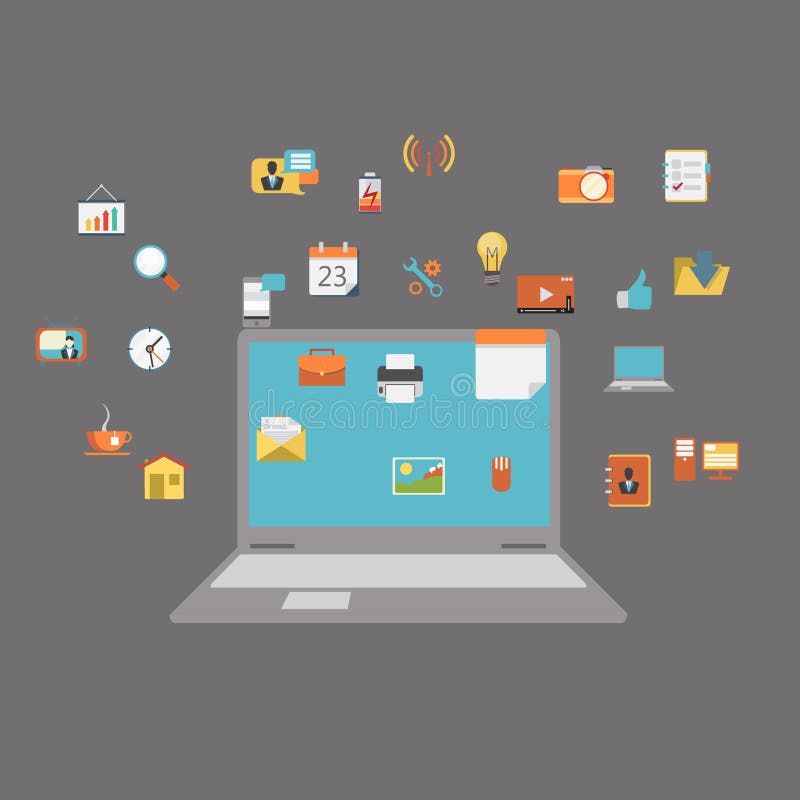 Flat design vector illustration concept of computer royalty free illustration