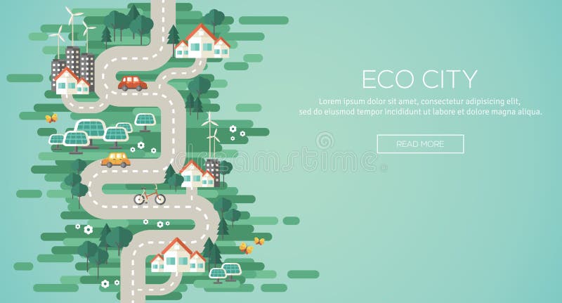 Flat Design Illustrazione Vettoriale Concetto di Ecologia.