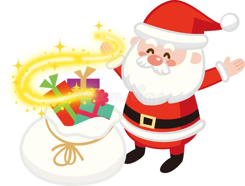 Glittering Santa Back and Smiling Santa Claus.Christmas gift.Flat design,Vector illustration,Cute Cartoon character royalty free illustration Glittering Santa Back and Smiling Santa Claus.Christmas gift.Flat design,Vector illustration,Cute Cartoon character royalty free illustration