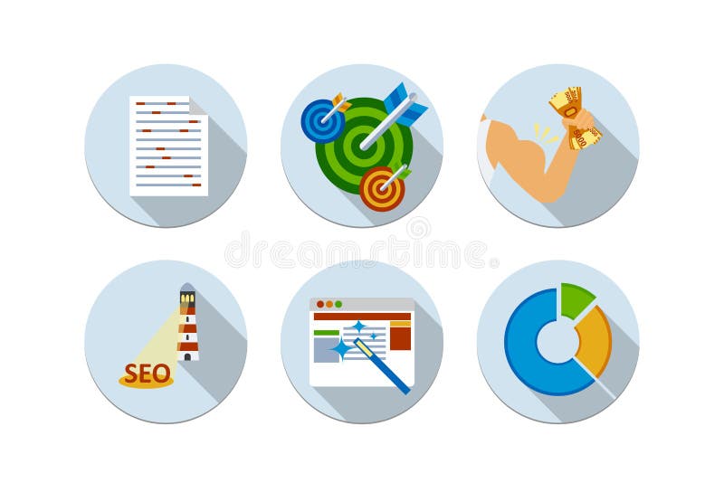 Flat design vector illustration six icons set royalty free illustration Flat design vector illustration six icons set royalty free illustration