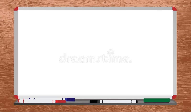 Flat Design Whiteboard Vector in Wooden Cabinet Background Stock